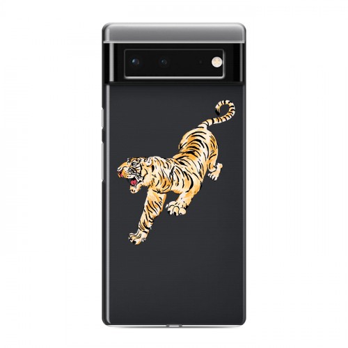 Полупрозрачный дизайнерский силиконовый чехол для Google Pixel 6 Прозрачный тигр