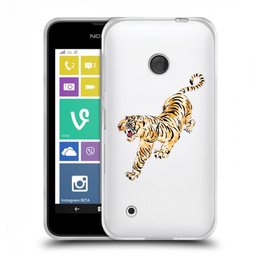 Полупрозрачный дизайнерский пластиковый чехол для Nokia Lumia 530 Прозрачный тигр