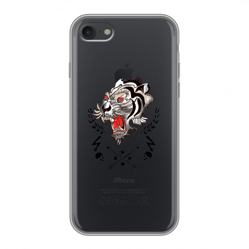 Полупрозрачный дизайнерский силиконовый с усиленными углами чехол для Iphone 7 Прозрачный тигр
