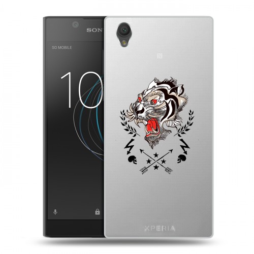 Полупрозрачный дизайнерский пластиковый чехол для Sony Xperia L1 Прозрачный тигр