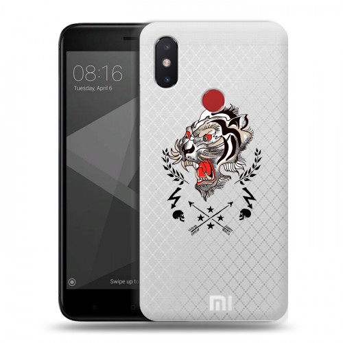 Полупрозрачный дизайнерский силиконовый чехол для Xiaomi Mi8 SE Прозрачный тигр