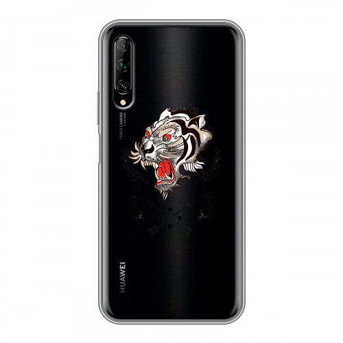 Полупрозрачный дизайнерский пластиковый чехол для Huawei Y9s Прозрачный тигр