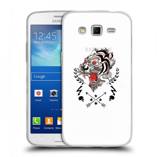 Полупрозрачный дизайнерский пластиковый чехол для Samsung Galaxy Grand 2 Прозрачный тигр