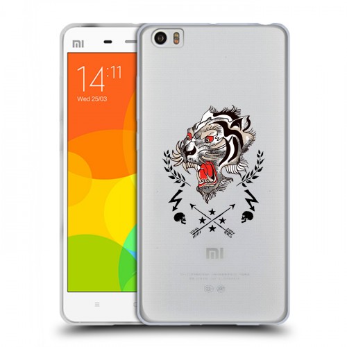 Полупрозрачный дизайнерский пластиковый чехол для Xiaomi Mi Note Прозрачный тигр