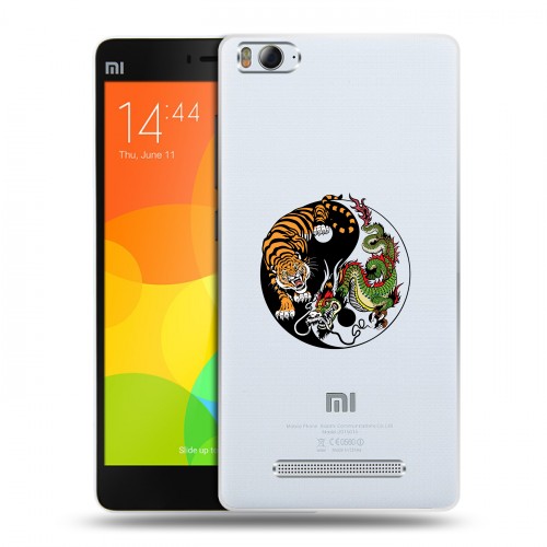Полупрозрачный дизайнерский пластиковый чехол для Xiaomi Mi4i Прозрачный тигр