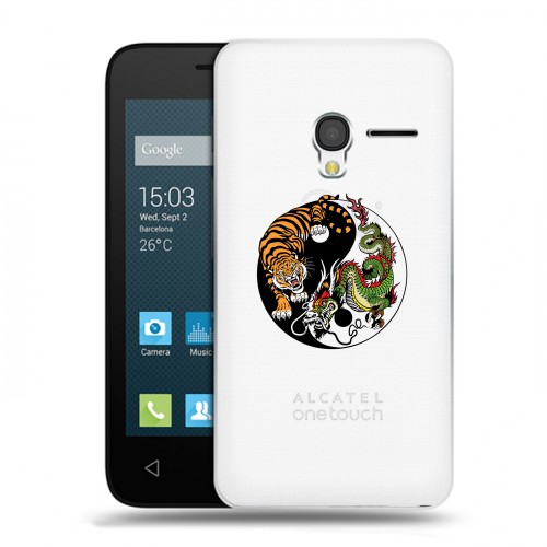 Полупрозрачный дизайнерский пластиковый чехол для Alcatel One Touch Pixi 3 (4.5) Прозрачный тигр