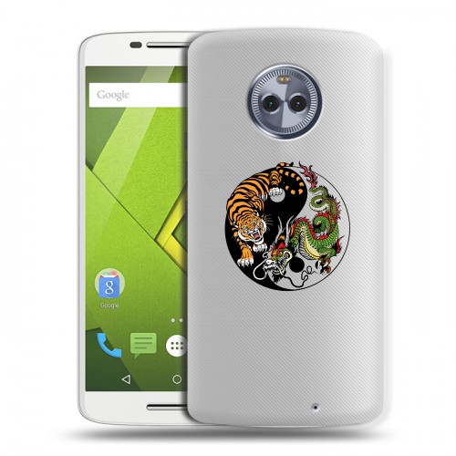 Полупрозрачный дизайнерский пластиковый чехол для Motorola Moto X4 Прозрачный тигр