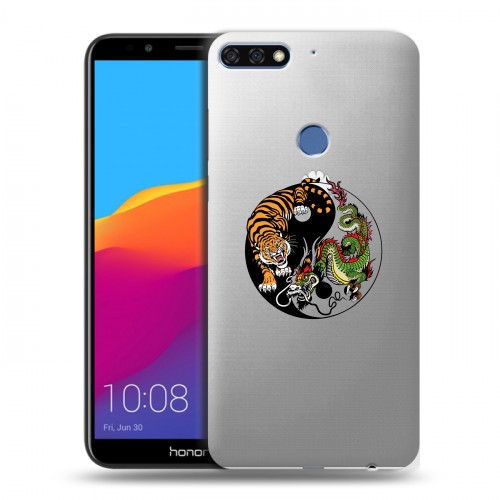 Полупрозрачный дизайнерский пластиковый чехол для Huawei Honor 7C Pro Прозрачный тигр