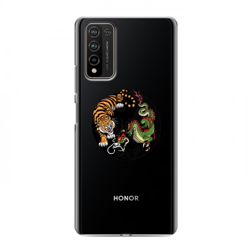 Полупрозрачный дизайнерский пластиковый чехол для Huawei Honor 10X Lite Прозрачный тигр