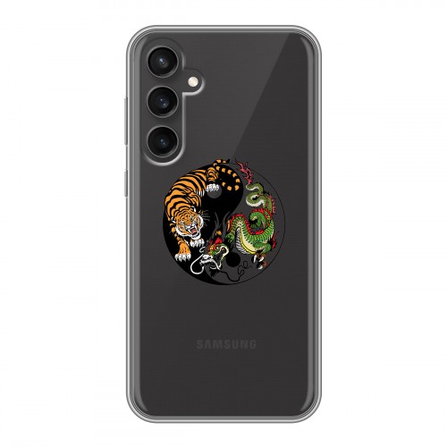 Полупрозрачный дизайнерский силиконовый чехол для Samsung Galaxy S23 FE Прозрачный тигр