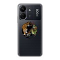 Полупрозрачный дизайнерский пластиковый чехол для Xiaomi Poco C65 Прозрачный тигр