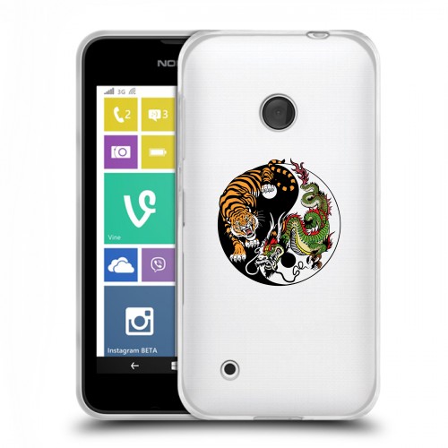 Полупрозрачный дизайнерский пластиковый чехол для Nokia Lumia 530 Прозрачный тигр