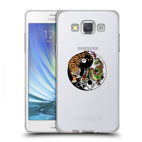 Полупрозрачный дизайнерский пластиковый чехол для Samsung Galaxy A5 Прозрачный тигр