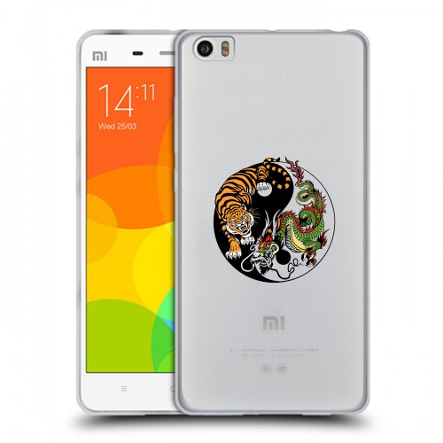 Полупрозрачный дизайнерский пластиковый чехол для Xiaomi Mi Note Прозрачный тигр