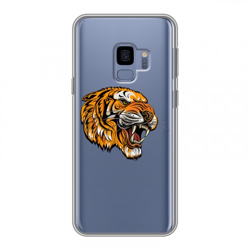 Полупрозрачный дизайнерский пластиковый чехол для Samsung Galaxy S9 Прозрачный тигр