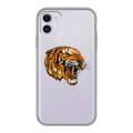 Полупрозрачный дизайнерский пластиковый чехол для Iphone 11 Прозрачный тигр
