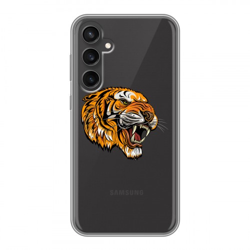 Полупрозрачный дизайнерский силиконовый чехол для Samsung Galaxy S23 FE Прозрачный тигр