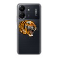 Полупрозрачный дизайнерский пластиковый чехол для Xiaomi Poco C65 Прозрачный тигр