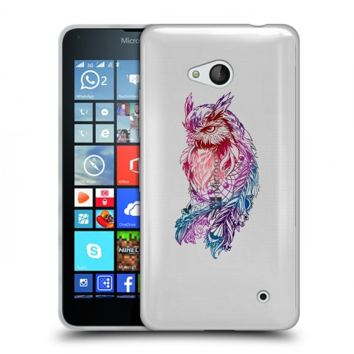 Полупрозрачный дизайнерский силиконовый чехол для Microsoft Lumia 640 Совы
