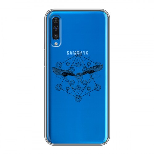 Полупрозрачный дизайнерский силиконовый с усиленными углами чехол для Samsung Galaxy A50 Совы