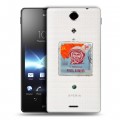 Полупрозрачный дизайнерский пластиковый чехол для Sony Xperia TX Флаг СССР