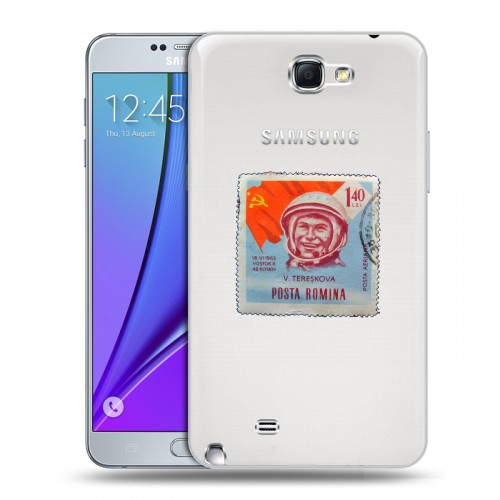 Полупрозрачный дизайнерский пластиковый чехол для Samsung Galaxy Note 2 Флаг СССР