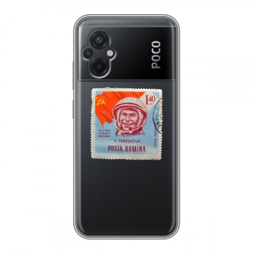Полупрозрачный дизайнерский силиконовый чехол для Xiaomi Poco M5 Флаг СССР