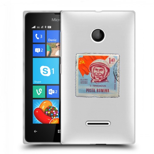 Полупрозрачный дизайнерский пластиковый чехол для Microsoft Lumia 435 Флаг СССР