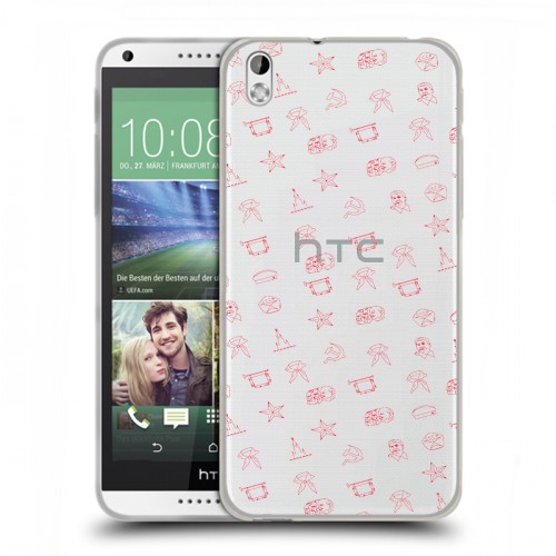 Полупрозрачный дизайнерский пластиковый чехол для HTC Desire 816 Флаг СССР