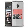 Полупрозрачный дизайнерский пластиковый чехол для HTC Desire 700 Флаг СССР