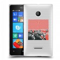 Полупрозрачный дизайнерский пластиковый чехол для Microsoft Lumia 435 Флаг СССР