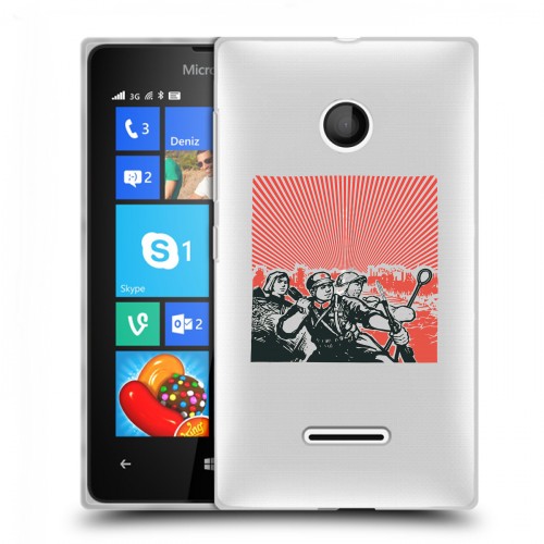 Полупрозрачный дизайнерский пластиковый чехол для Microsoft Lumia 435 Флаг СССР