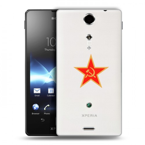 Полупрозрачный дизайнерский пластиковый чехол для Sony Xperia TX Флаг СССР