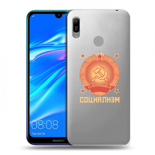 Полупрозрачный дизайнерский пластиковый чехол для Huawei Y6 (2019) Флаг СССР