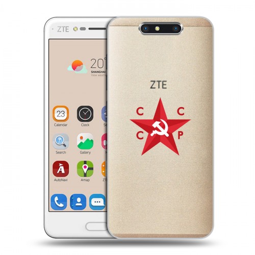 Полупрозрачный дизайнерский пластиковый чехол для ZTE Blade V8 Флаг СССР