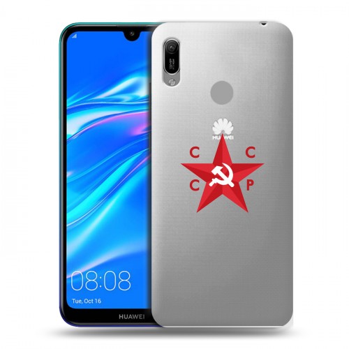 Полупрозрачный дизайнерский пластиковый чехол для Huawei Y6 (2019) Флаг СССР