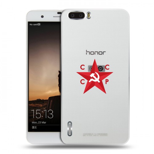 Полупрозрачный дизайнерский силиконовый чехол для Huawei Honor 6 Plus Флаг СССР