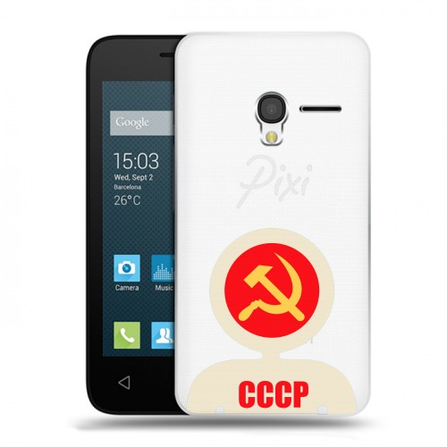 Полупрозрачный дизайнерский пластиковый чехол для Alcatel One Touch Pixi 3 (4.5) Флаг СССР