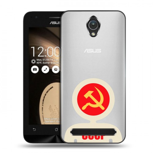 Полупрозрачный дизайнерский пластиковый чехол для ASUS Zenfone Go Флаг СССР