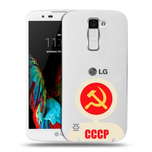 Полупрозрачный дизайнерский пластиковый чехол для LG K10 Флаг СССР