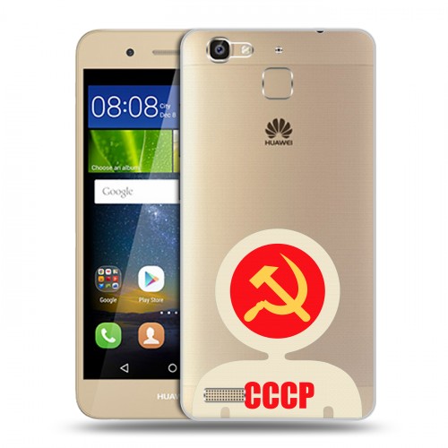 Полупрозрачный дизайнерский пластиковый чехол для Huawei GR3 Флаг СССР