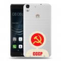 Полупрозрачный дизайнерский пластиковый чехол для Huawei Y6II Флаг СССР