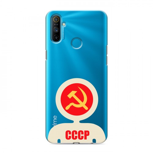 Полупрозрачный дизайнерский пластиковый чехол для Realme C3 Флаг СССР