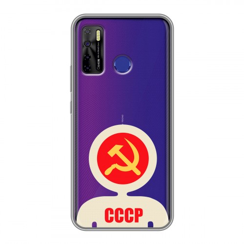 Полупрозрачный дизайнерский пластиковый чехол для Tecno Camon 15 Флаг СССР