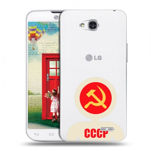 Полупрозрачный дизайнерский пластиковый чехол для LG L80 Флаг СССР