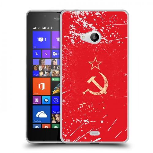 Полупрозрачный дизайнерский пластиковый чехол для Microsoft Lumia 540 Флаг СССР