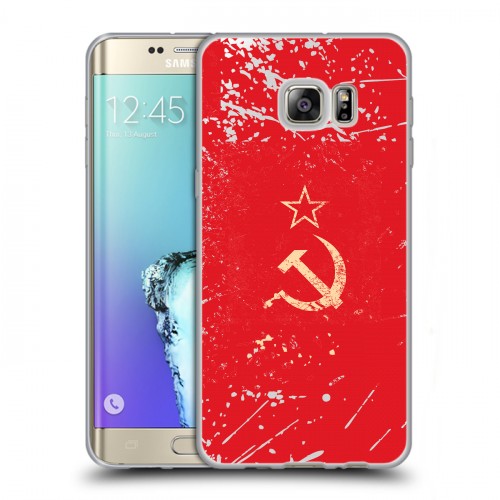 Полупрозрачный дизайнерский пластиковый чехол для Samsung Galaxy S6 Edge Plus Флаг СССР