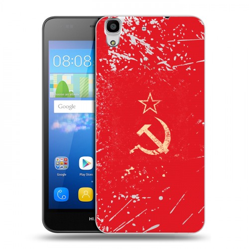 Полупрозрачный дизайнерский пластиковый чехол для Huawei Y6 Флаг СССР