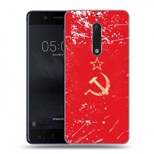 Полупрозрачный дизайнерский пластиковый чехол для Nokia 5 Флаг СССР