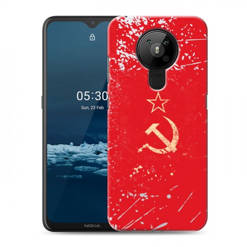 Полупрозрачный дизайнерский пластиковый чехол для Nokia 5.3 Флаг СССР